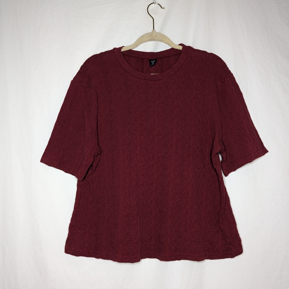 Shein Curve Womens Red Maroon Knit Basic Cropped Top Size 4XL
